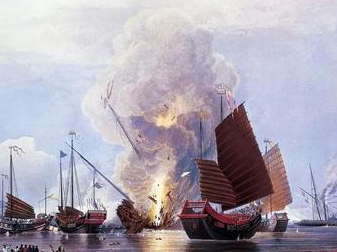 第一次鸦片战争时，清军与英国军队在武